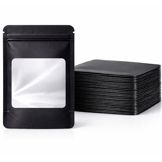 50 Pack - Medium Solid Color Zip-Seal Foil Pouches (4"x6.5") Square Style Selection