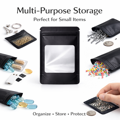 50 Pack - Medium Solid Color Zip-Seal Foil Pouches (4"x6.5") Square Style Selection