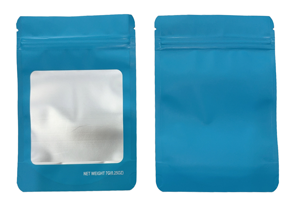 7g Solid Color Window Mylar Storage Bag - Light Blue  (50 Count)