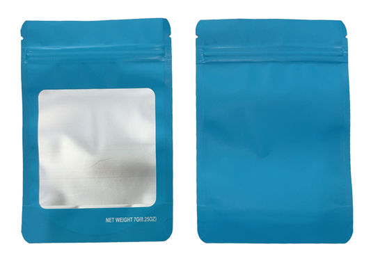 7g Solid Color Window Mylar Storage Bag - Light Blue  (50 Count)