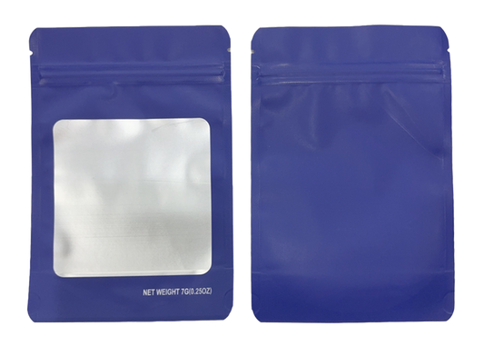 7g Solid Color Window Mylar Storage Bag - Purple  (50 Count)
