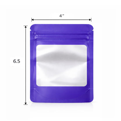 50 Pack - Medium Solid Color Zip-Seal Foil Pouches (4"x6.5") Square Style Selection