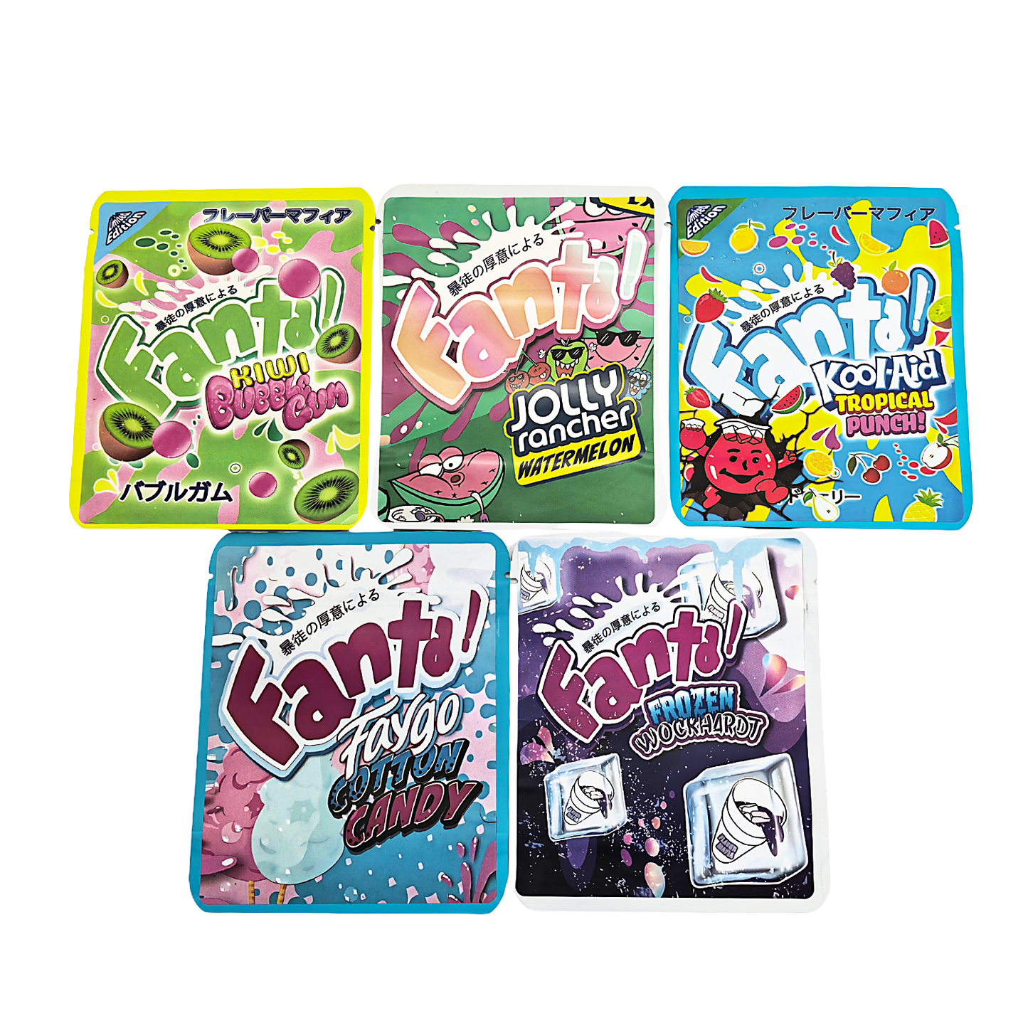 25 Pack - 3.5g Thick Sticker Mylar Bags Premium Smell Proof Packaging  | Fanta Candy Collection