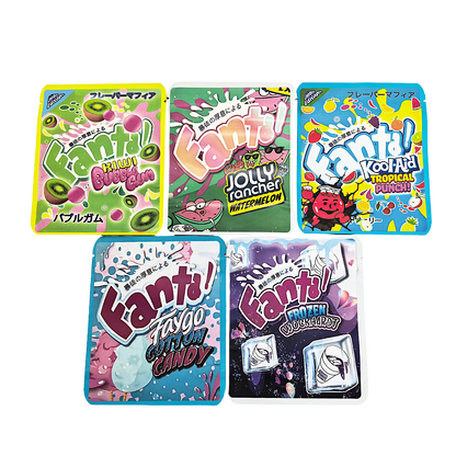 25 Pack - 3.5g Thick Sticker Mylar Bags Premium Smell Proof Packaging  | Fanta Candy Collection