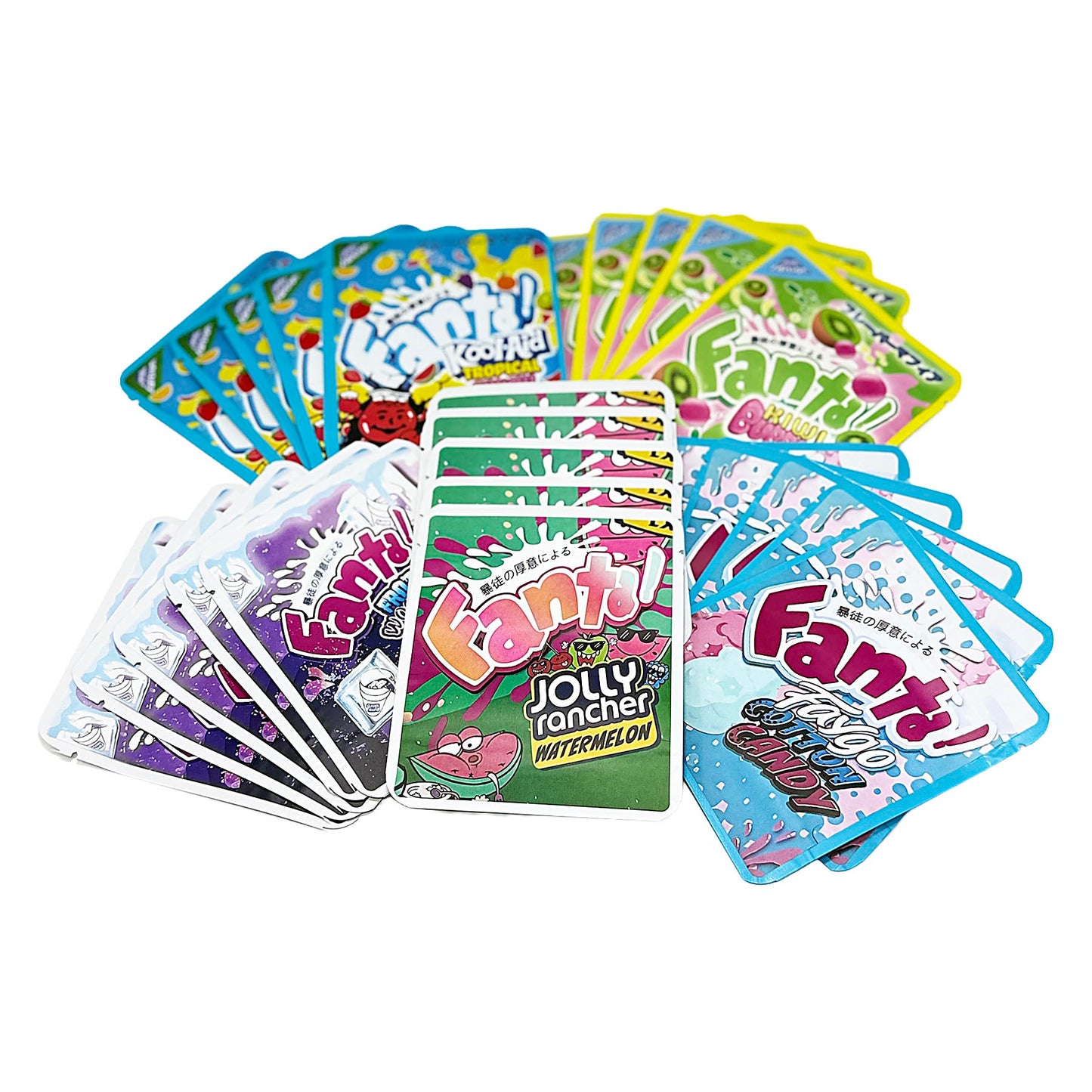 25 Pack 3.5g Thick Sticker Mylar Bags Premium Smell Proof Packaging Mix  | Fanta Candy Collection