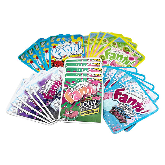 25 Pack 3.5g Thick Sticker Mylar Bags Premium Smell Proof Packaging Mix  | Fanta Candy Collection