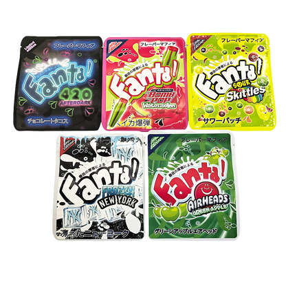 25 Pack - 3.5g Thick Sticker Mylar Bags Premium Smell Proof Packaging  | Fanta Candy Collection Vol. 2