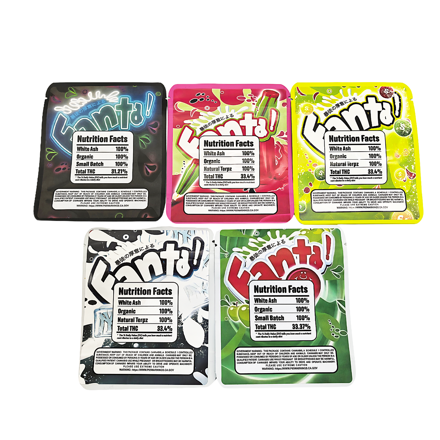 25 Pack - 3.5g Thick Sticker Mylar Bags Premium Smell Proof Packaging  | Fanta Candy Collection Vol. 2