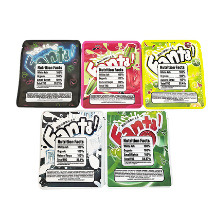 25 Pack - 3.5g Thick Sticker Mylar Bags Premium Smell Proof Packaging  | Fanta Candy Collection Vol. 2