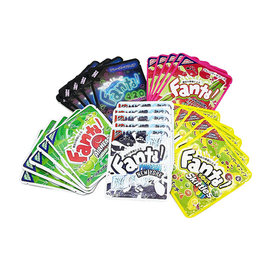 25 Pack 3.5g Thick Sticker Mylar Bags Premium Smell Proof Packaging Mix | Fanta Candy Collection Vol. 2