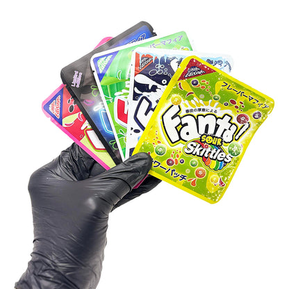 25 Pack 3.5g Thick Sticker Mylar Bags Premium Smell Proof Packaging Mix  | Fanta Candy Collection Vol. 2