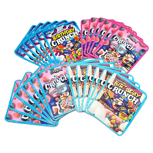 25 Pack 3.5g Thick Sticker Mylar Bags Premium Smell Proof Packaging Mix  | Crunch Cereal Collection