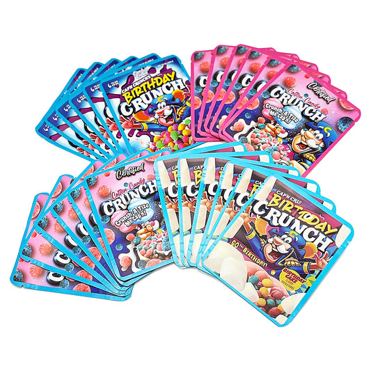 25 Pack 3.5g Thick Sticker Mylar Bags Premium Smell Proof Packaging Mix  | Crunch Cereal Collection