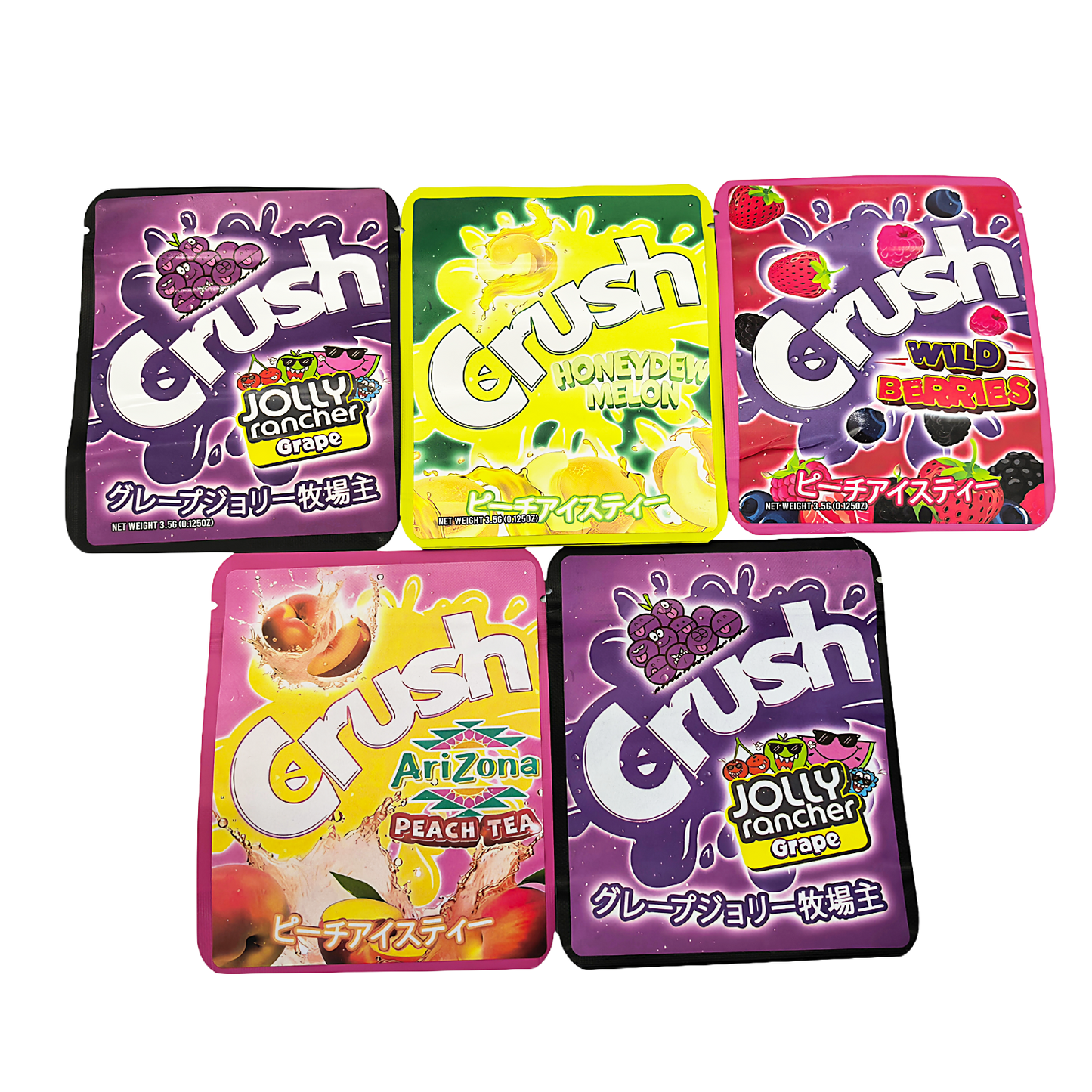 25 Pack - 3.5g Thick Sticker Mylar Bags Premium Smell Proof Packaging  | Crush Soda Collection