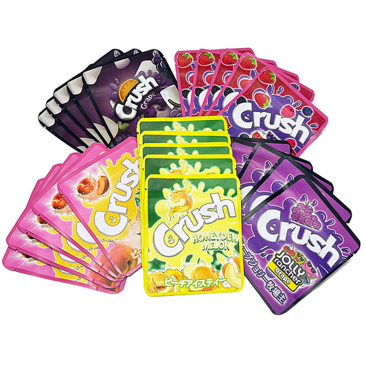 25 Pack 3.5g Thick Sticker Mylar Bags Premium Smell Proof Packaging Mix  | Crush Soda Collection