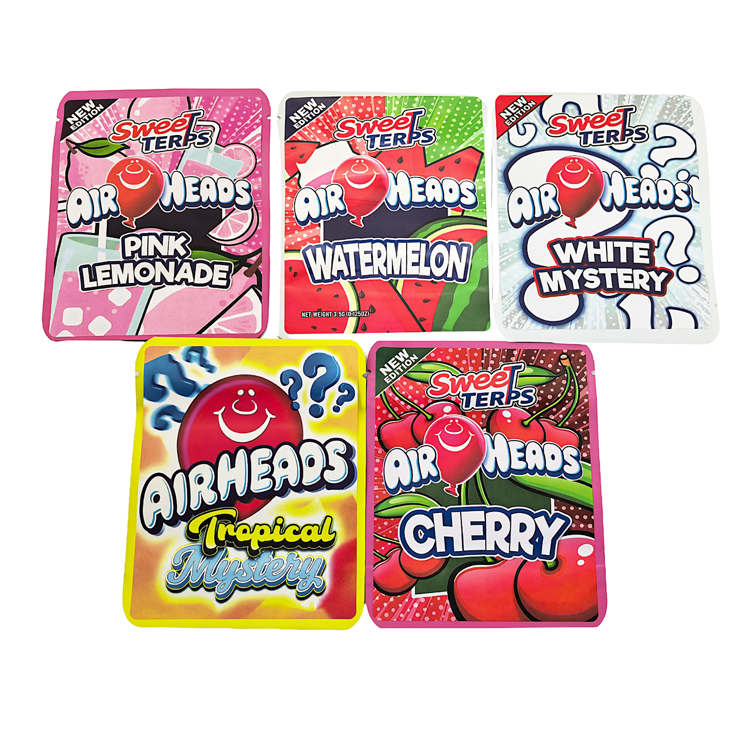 25 Pack - 3.5g Thick Sticker Mylar Bags Premium Smell Proof Packaging  | Airheads Candy Collection