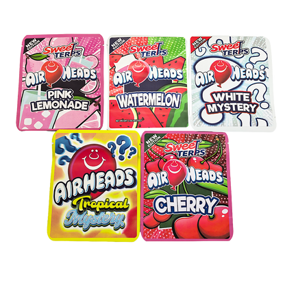 25 Pack - 3.5g Thick Sticker Mylar Bags Premium Smell Proof Packaging  | Airheads Candy Collection