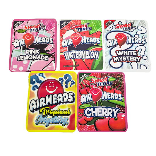 25 Pack - 3.5g Thick Sticker Mylar Bags Premium Smell Proof Packaging  | Airheads Candy Collection