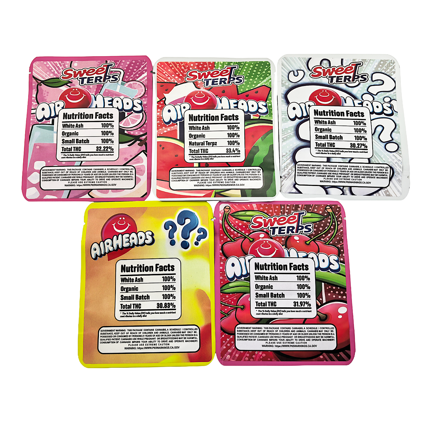 25 Pack - 3.5g Thick Sticker Mylar Bags Premium Smell Proof Packaging  | Airheads Candy Collection