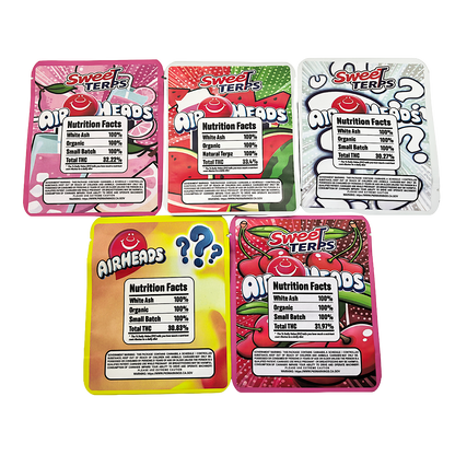 25 Pack - 3.5g Thick Sticker Mylar Bags Premium Smell Proof Packaging  | Airheads Candy Collection