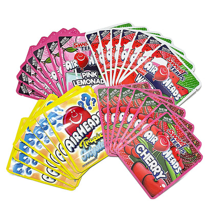25 Pack 3.5g Thick Sticker Mylar Bags Premium Smell Proof Packaging Mix  | Airheads Candy Collection