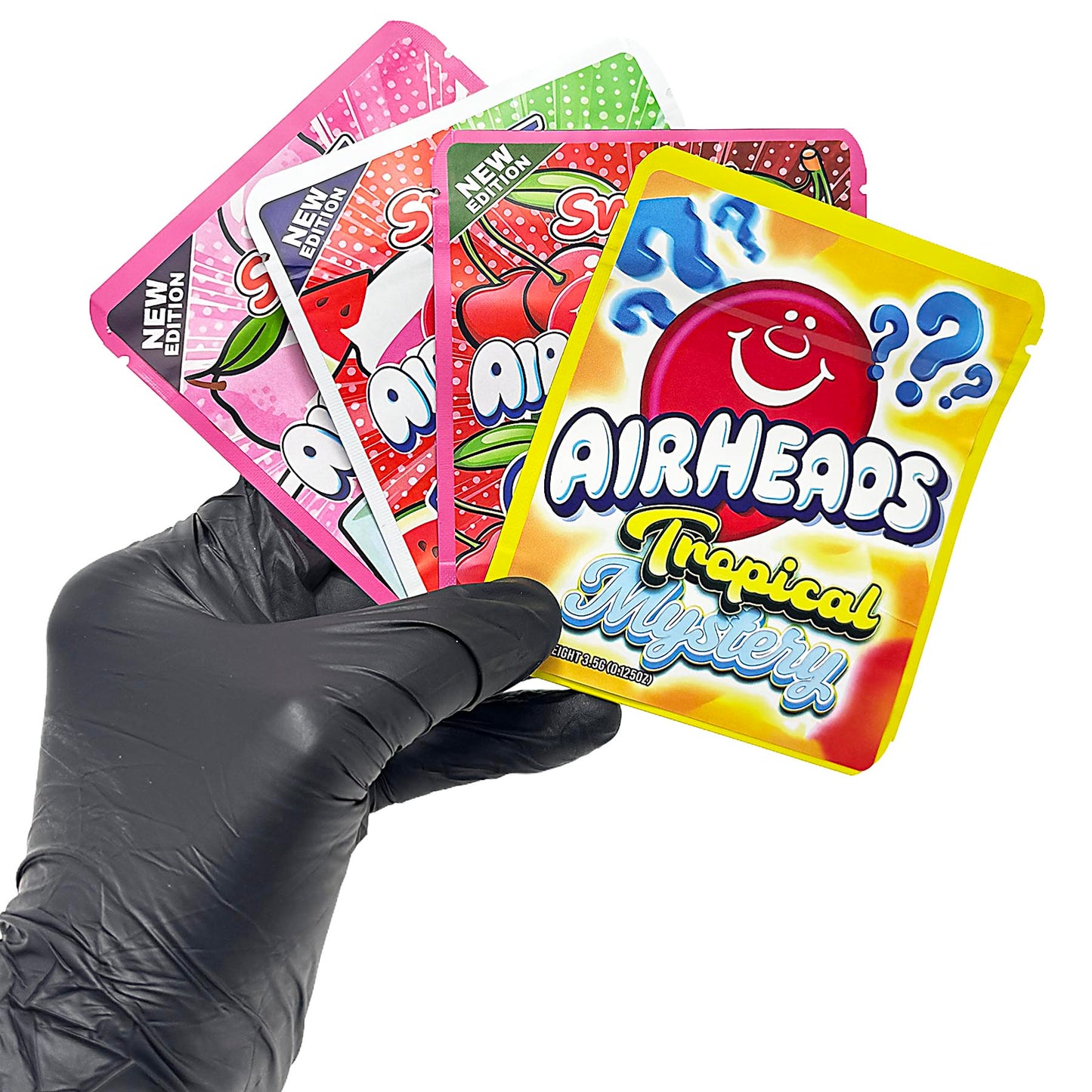 25 Pack 3.5g Thick Sticker Mylar Bags Premium Smell Proof Packaging Mix  | Airheads Candy Collection