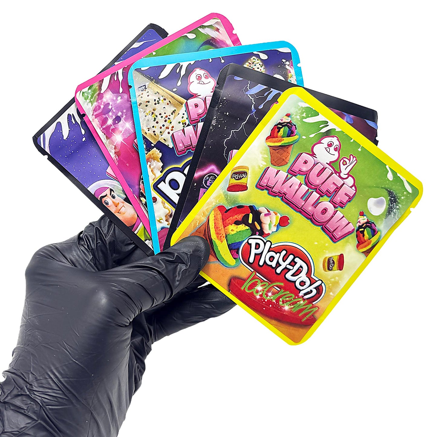 25 Pack 3.5g Thick Sticker Mylar Bags Premium Smell Proof Packaging Mix  | Airheads Candy Collection