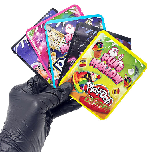 25 Pack 3.5g Thick Sticker Mylar Bags Premium Smell Proof Packaging Mix  | Airheads Candy Collection