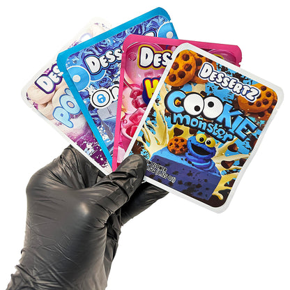 25 Pack 3.5g Thick Sticker Mylar Bags Premium Smell Proof Packaging Mix  | Dessertz Collection