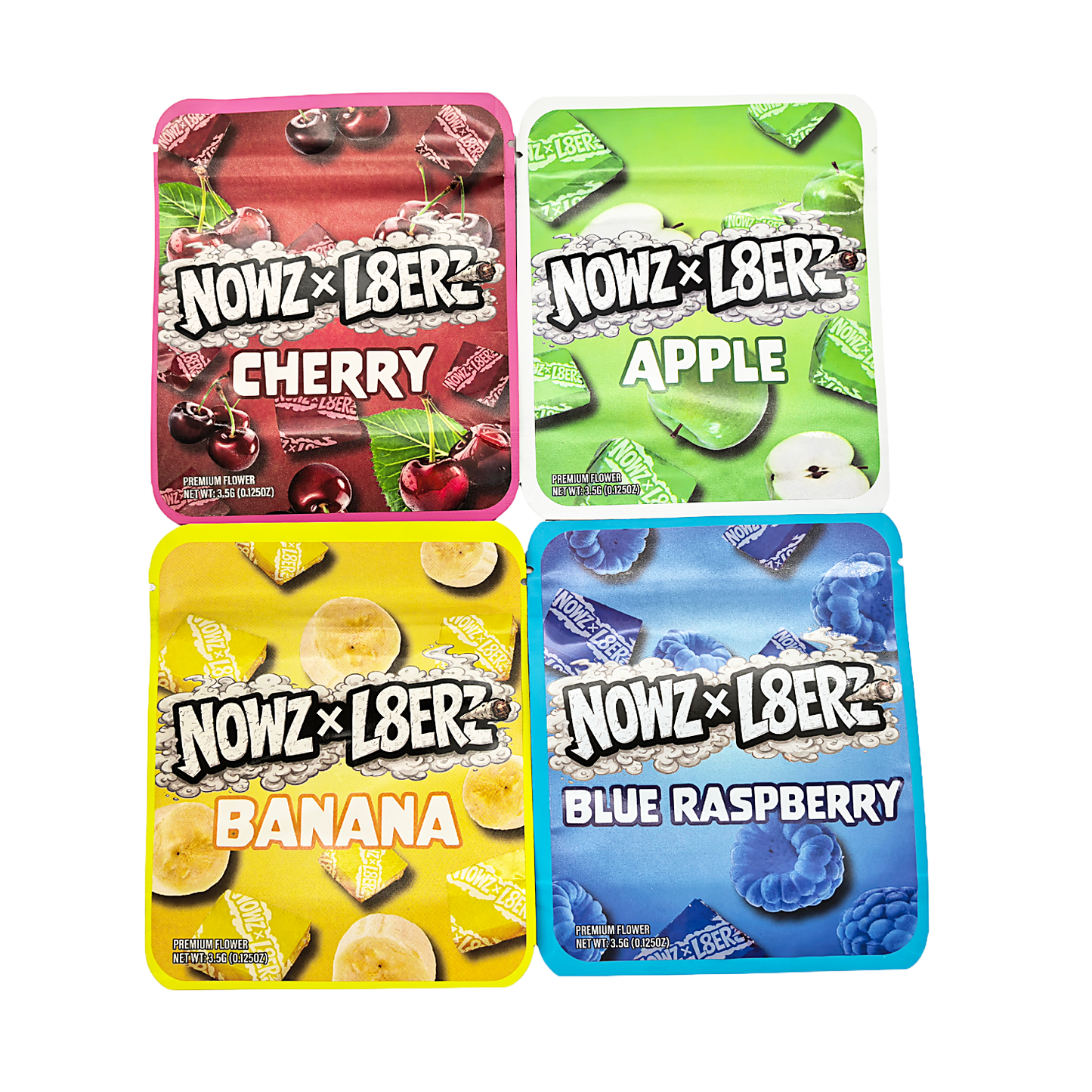 25 Pack - 3.5g Thick Sticker Mylar Bags Premium Smell Proof Packaging  | Now & Later Candy Collection
