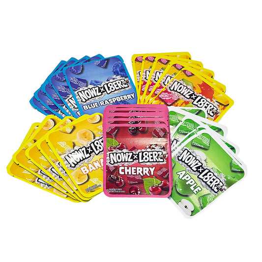 25 Pack 3.5g Thick Sticker Mylar Bags Premium Smell Proof Packaging Mix  | Now & Later Candy Collection