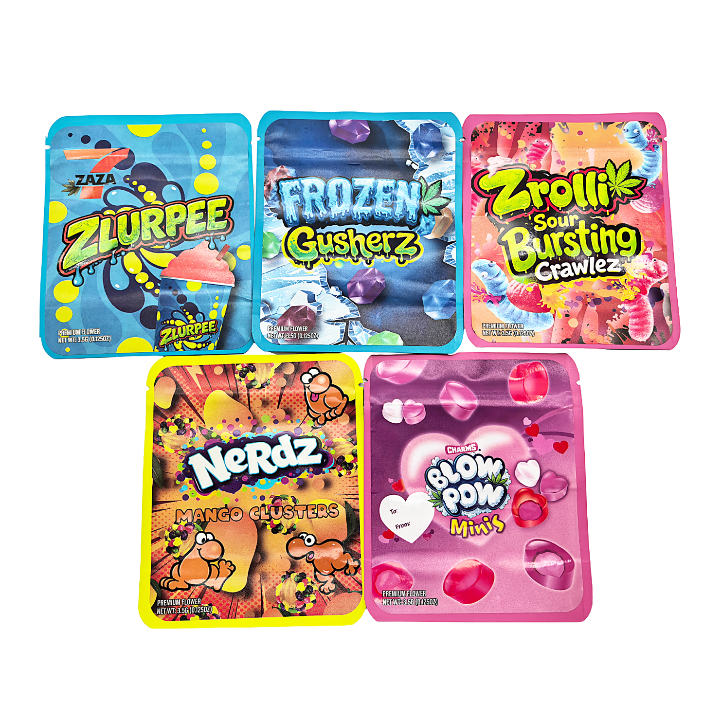 25 Pack - 3.5g Thick Sticker Mylar Bags Premium Smell Proof Packaging  | Candy Mashup Collection