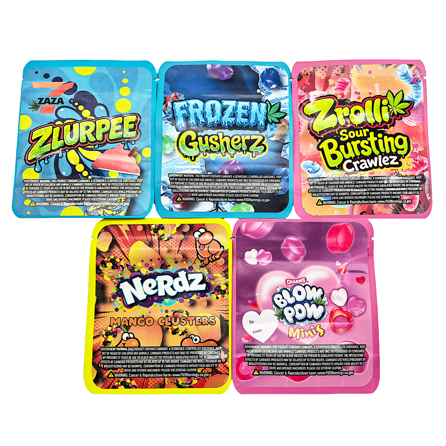 25 Pack - 3.5g Thick Sticker Mylar Bags Premium Smell Proof Packaging  | Candy Mashup Collection