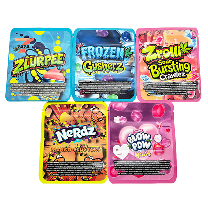 25 Pack - 3.5g Thick Sticker Mylar Bags Premium Smell Proof Packaging  | Candy Mashup Collection