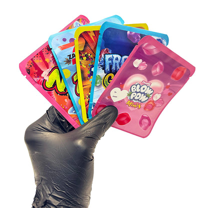 25 Pack 3.5g Thick Sticker Mylar Bags Premium Smell Proof Packaging Mix  | Candy Mashup Collection