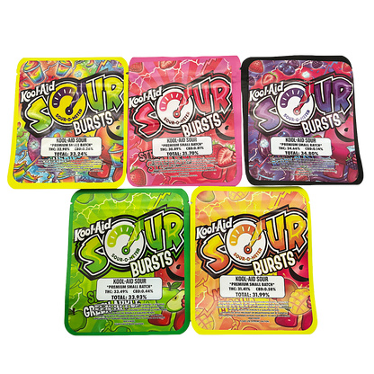 25 Pack - 3.5g Thick Sticker Mylar Bags Premium Smell Proof Packaging  | Sour Bursts Collection