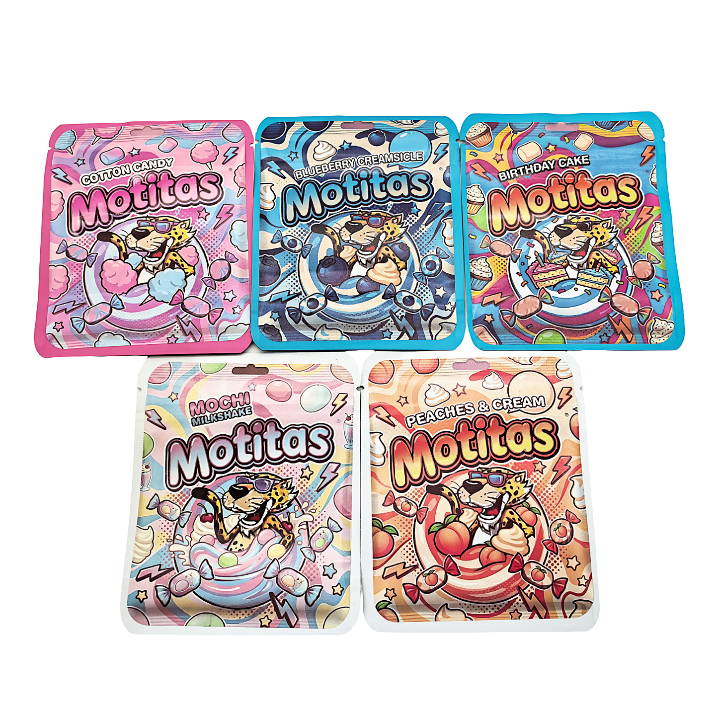 25 Pack - 3.5g Thick Sticker Mylar Bags Premium Smell Proof Packaging  | Motitas Collection