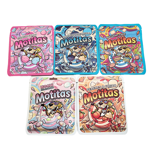 25 Pack - 3.5g Thick Sticker Mylar Bags Premium Smell Proof Packaging  | Motitas Collection