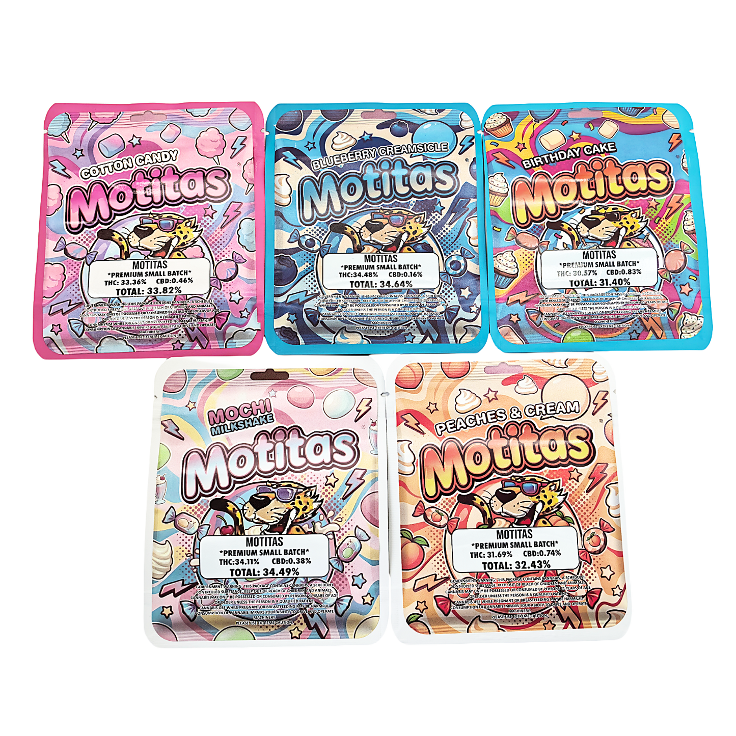 25 Pack - 3.5g Thick Sticker Mylar Bags Premium Smell Proof Packaging  | Motitas Collection