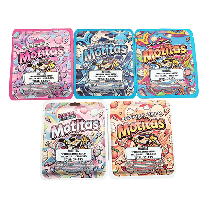 25 Pack - 3.5g Thick Sticker Mylar Bags Premium Smell Proof Packaging  | Motitas Collection