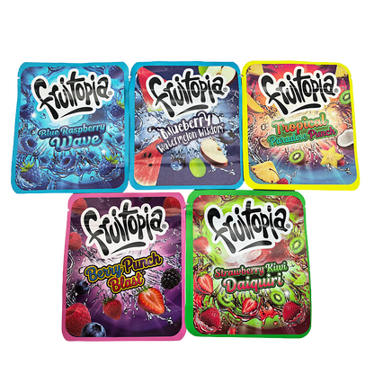 25 Pack - 3.5g Thick Sticker Mylar Bags Premium Smell Proof Packaging  | Fruitopia Collection