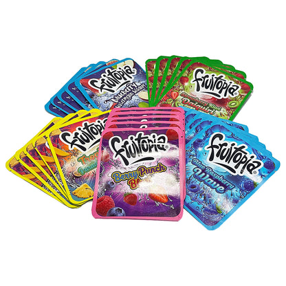 25 Pack 3.5g Thick Sticker Mylar Bags Premium Smell Proof Packaging Mix  | Fruitopia Collection