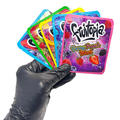 25 Pack 3.5g Thick Sticker Mylar Bags Premium Smell Proof Packaging Mix  | Fruitopia Collection