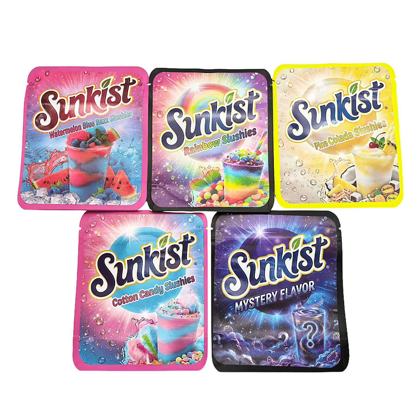25 Pack - 3.5g Thick Sticker Mylar Bags Premium Smell Proof Packaging  | Sunkist Collection