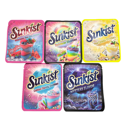 25 Pack - 3.5g Thick Sticker Mylar Bags Premium Smell Proof Packaging  | Sunkist Collection