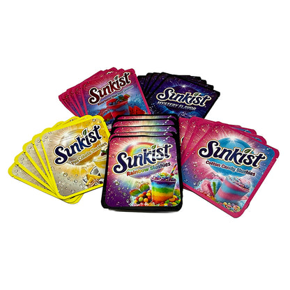 25 Pack 3.5g Thick Sticker Mylar Bags Premium Smell Proof Packaging Mix  | Sunkist Collection