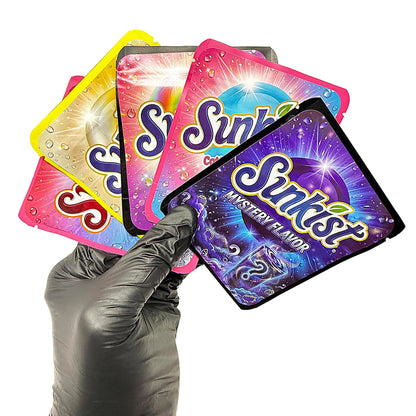 25 Pack 3.5g Thick Sticker Mylar Bags Premium Smell Proof Packaging Mix  | Sunkist Collection