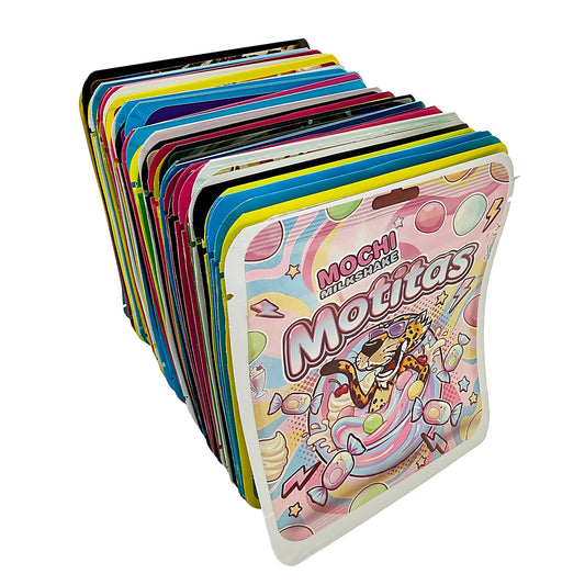 50 Pack 3.5g Thick Sticker Mylar Bags Premium Smell Proof Packaging Mix - Assorted Pack
