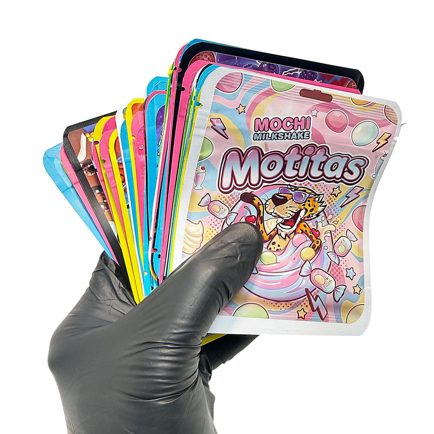 50 Pack 3.5g Thick Sticker Mylar Bags Premium Smell Proof Packaging Mix - Assorted Pack