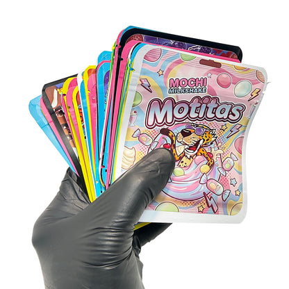 50 Pack 3.5g Thick Sticker Mylar Bags Premium Smell Proof Packaging Mix - Assorted Pack